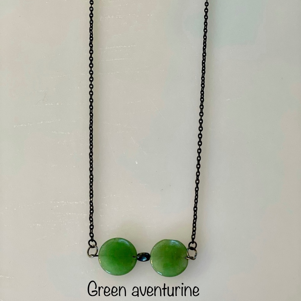 Green aventurine and obsidian necklace